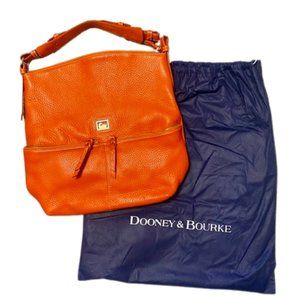 Dooney & Bourke Dillen Medium Two Pocket  Orange Pebbled Leather Shoulder Bag